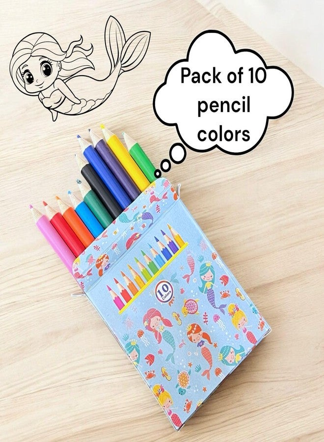 Le Delite 10 pencil colors crayons (pack of 10) | mermaid under sea theme return gifts for kids birthday party | colors set Stationery - Image 3